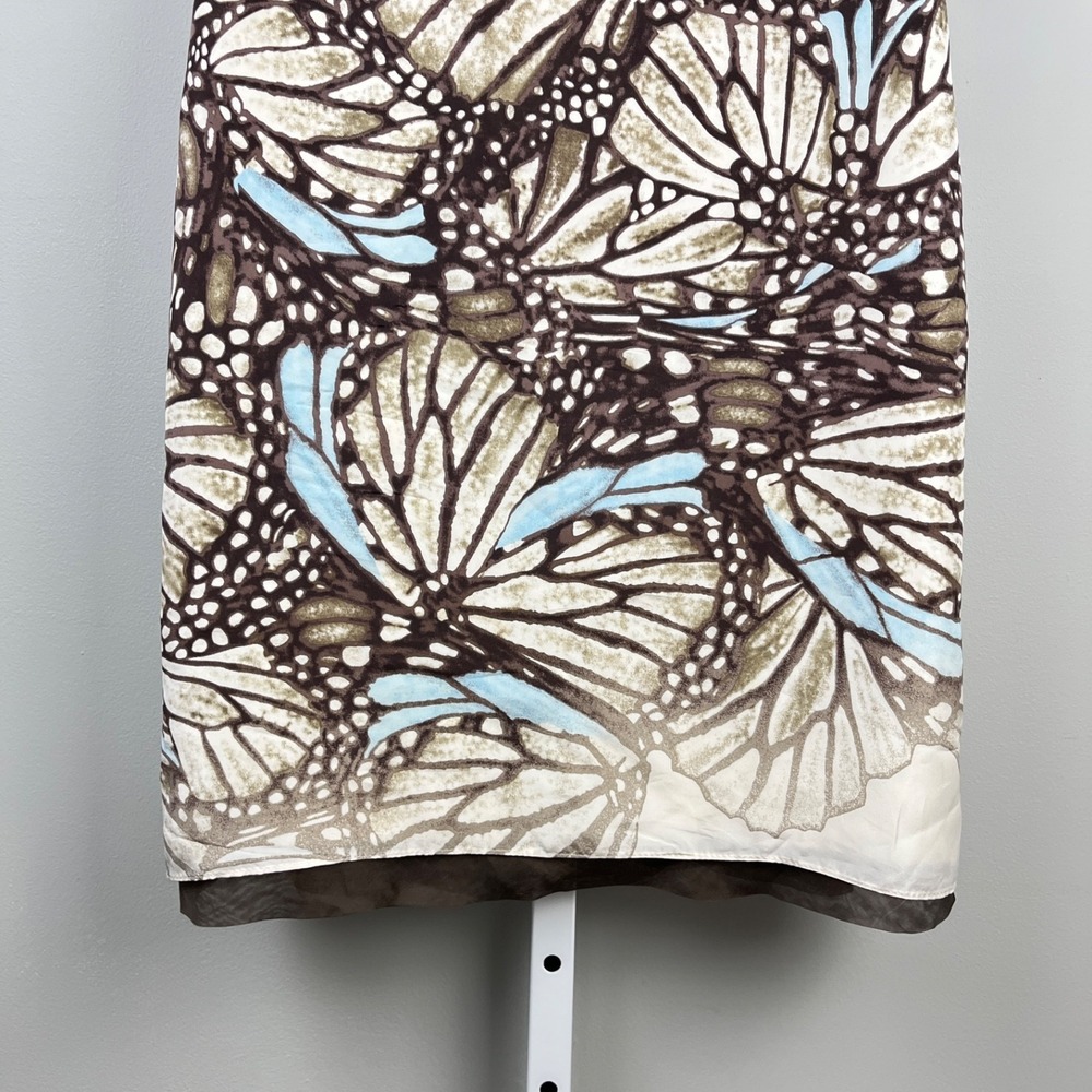 Vintage Etcetera Silk Dress Womens 4 Brown Blue Butterfly Wing Fairycore Y2K - Picture 3 of 8